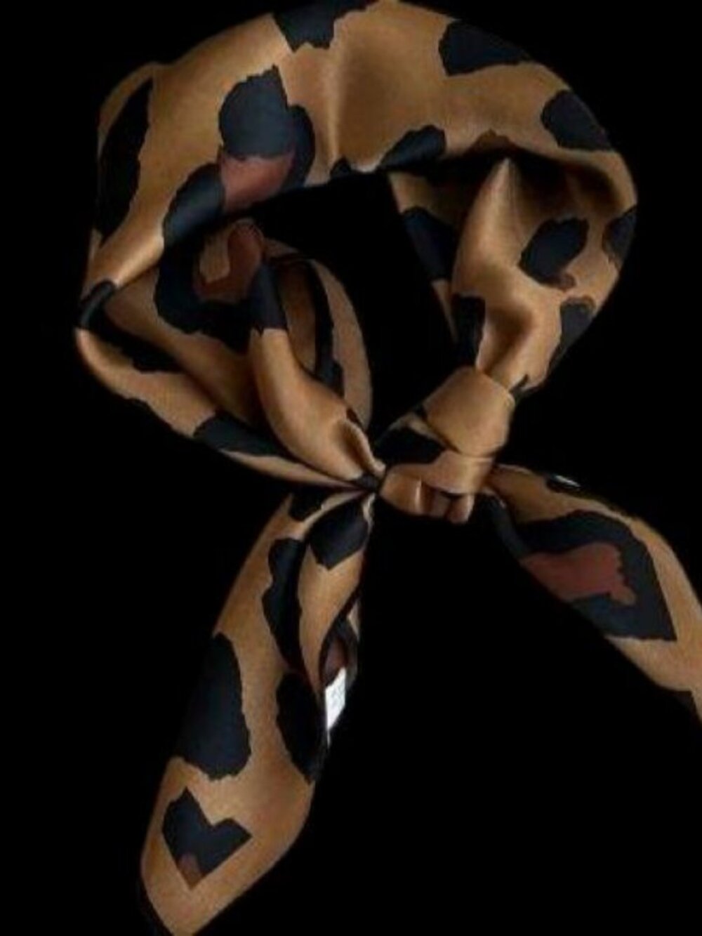 BROWN & BLACK LEOPARD Poly-Silk 27” Square SCARF by ORNAMENTS